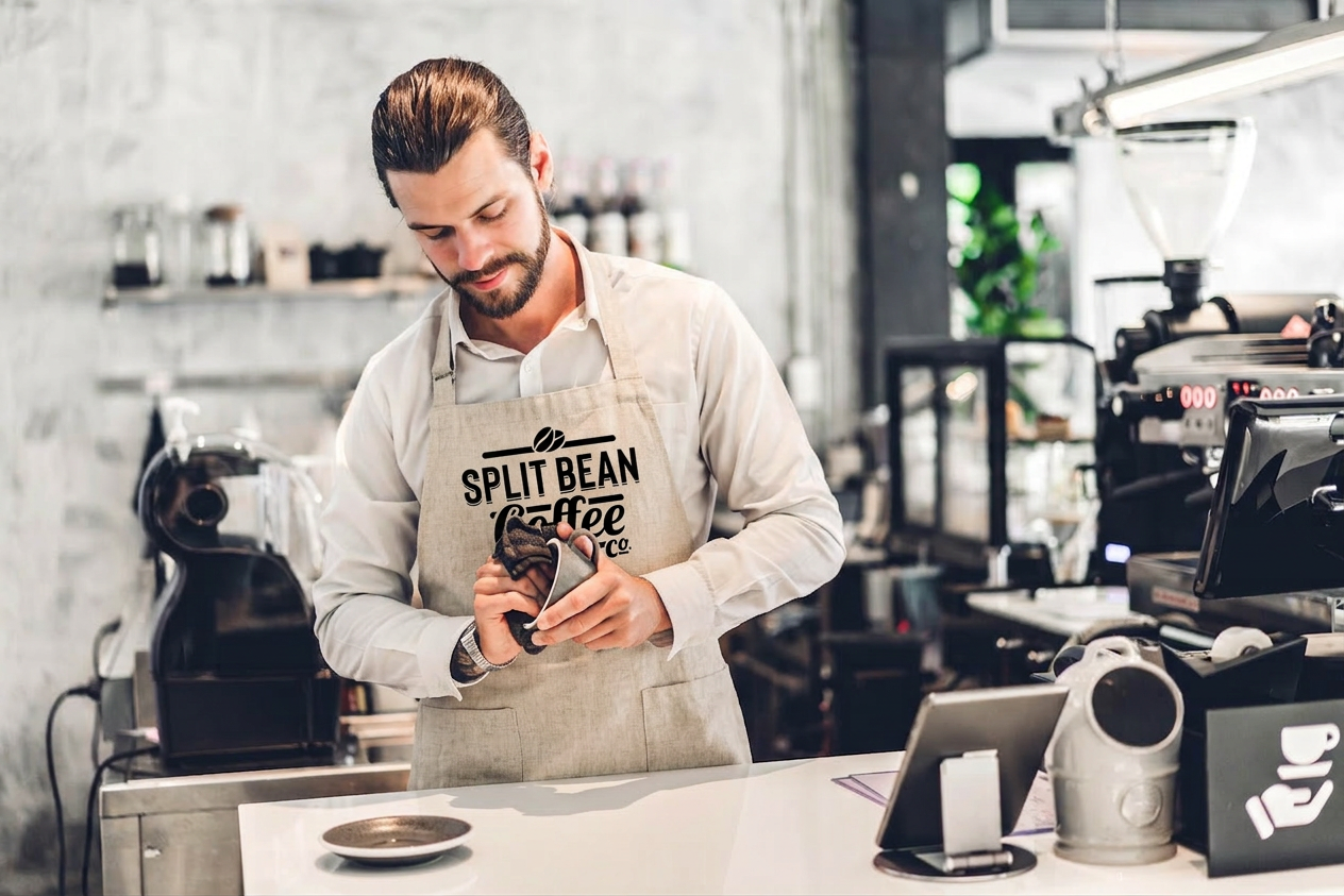 Split Bean Coffee barista at a commercial espresso machine